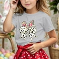 thumbnail image 2 of Girls' Spring Summer Short Sleeve T Shirt With Easter Alphabet Print Crew Neck T Shirt Grey, 2 of 4