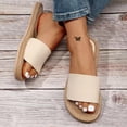 thumbnail image 4 of Mepaouo Women's Flat Slide Sandals Linen Sole Summer Beach Shoes Cushioned Footbed Slip on Slippers, 4 of 8