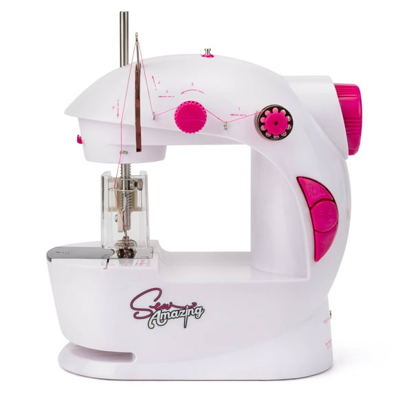 Sew Amazing Sewing Station Kit for Kids Starter Sewing Machine with Foot Pedal Sewing Kit Creative Fun Hobby Sewing Kit Includes Accessories Needles Thread Bobbins Suitable for Ages 6  Perfect Gift