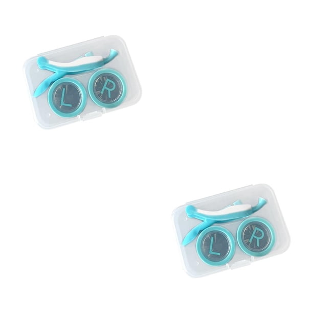 Bewildely Estuche de transporte para lentes de contacto, organizador de ojos izquierdo y derecho, caja contenedora, herramientas de uso, accesorios, Azul 2piezas Bewildely CBP192601