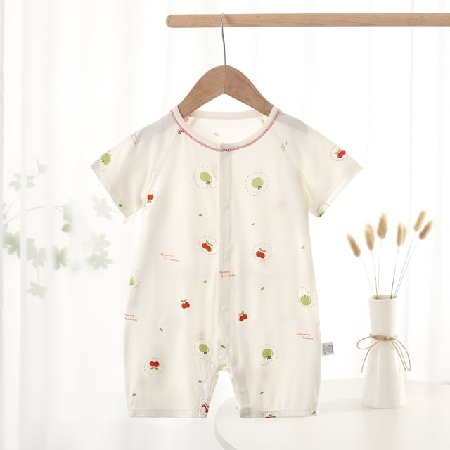 Ropa de verano para bebé, mono fino de algodón puro para hombre y mujer, traje de aire acondicionado de manga corta para recién nacido