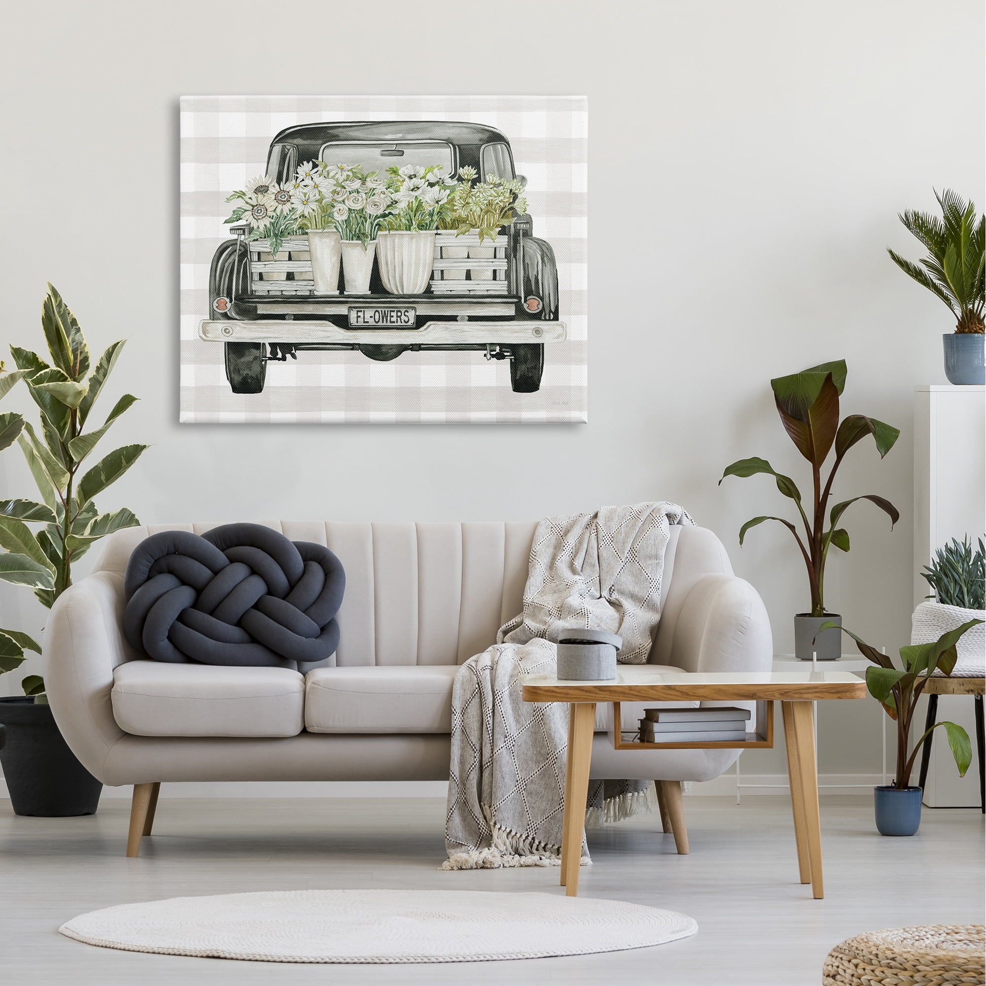 Stupell Industries White Flower Blossoms Farm Truck Country Transportation,48 x 36, Design by Cindy Jacobs