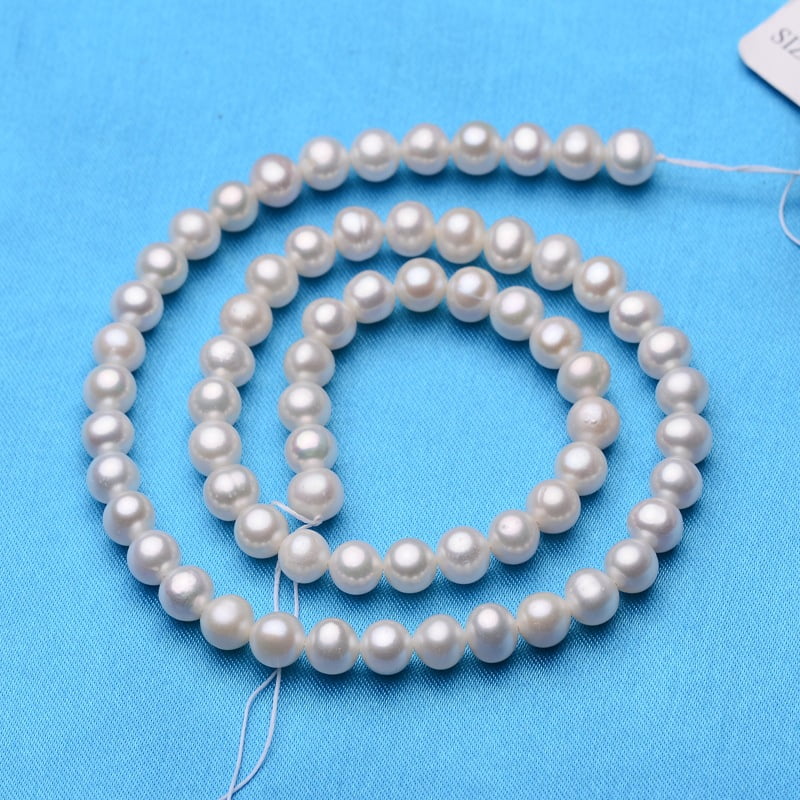 Natural Cultured Freshwater Pearl Beads Strands Round Creamy White 6~6.5mm Hole: 0.8mm about 59~60pcs/strand 14.17 inch(36cm)