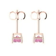 thumbnail image 4 of Clara Pucci 2Ct Pink Emerald Cut VVS1 Push Back Stud 18k Solid hypoallergenic Gold Designer Earrings For April, 4 of 7