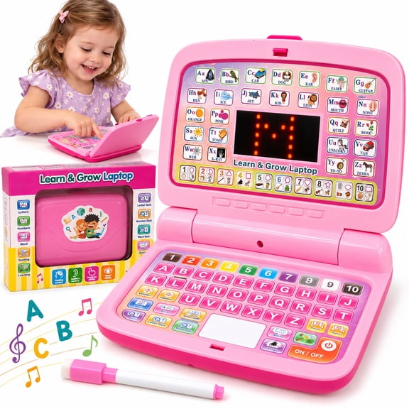 Laptop Learning Toys for 1 2 3 Year Old Boys Girls, Interactive Education Toddler Toys 1-3 for Girls, Birthday Gifts Toys for 2 3 4 5 6 Year Old Girls