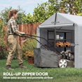 thumbnail image 4 of 7' x 5' Portable Outdoor Storage Shed, Waterproof PE Fabric Bike Tent with Galvanized Steel Frame, Roll-up Door, Light Grey Garden Tent for Patio, Backyard, and Garage, 4 of 7