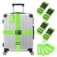 thumbnail image 1 of 4-Conjuntos de Correas de Equipaje Aprobadas por TSA, Conjunto de Etiquetas de Maleta con Correas Ajustables [Verde Brillante], 1 of 1