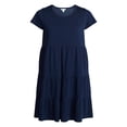 thumbnail image 4 of Time and Tru Women's Tiered Cotton Mini Dress with Short Sleeves, Sizes XS-XXXL, 4 of 6