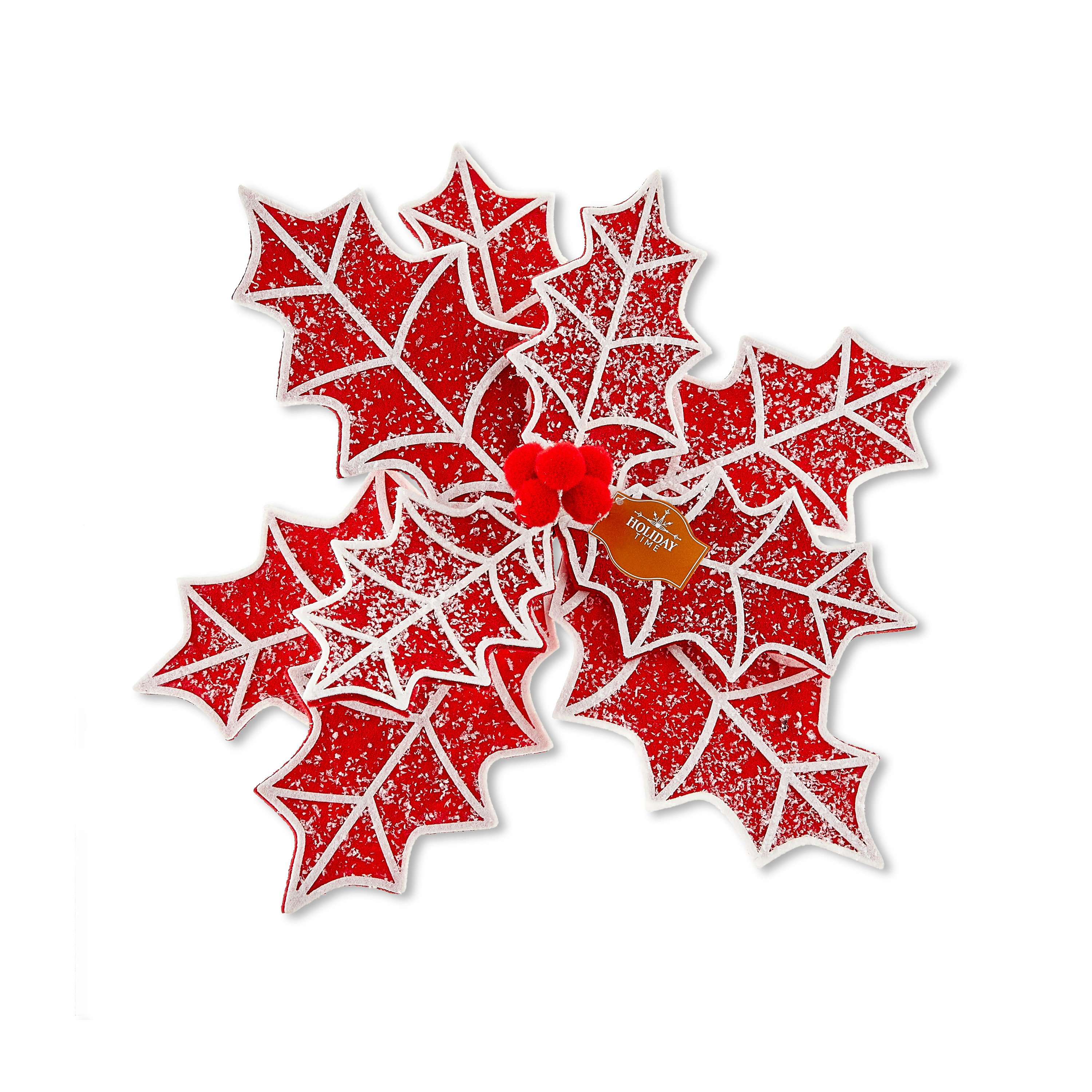 Deluxe Red &  White Poinsettia Christmas Clip Ornament, Polyester, 12 in, 1.45 oz, Holiday Time