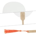 thumbnail image 3 of Unique Bargains 1Pc Portable Double-Sided Long Handle Round Xuan Paper Folding Fan for Wedding Xuan Paper Bamboo White [Double-Sided Long Handle Round Xuan Paper Beauty], 3 of 5