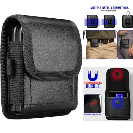JahyElec Vertical PU Leather Belt Clip Case Cover Cell Phone Holster Belt Clip Pouch Holder for Samsung Galaxy Z Flip4 Flip3 Flip 5G Case, Black
