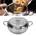 thumbnail image 1 of Fish Fryer Pot, 304 Stainless Steel Deep Fryer Pot Temperature Control Multifunctional Oil Saving Thickened with Lid, with Oil Drip Drainer Rack for Kitchen, for Frying Chicken, 1 of 7