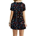 thumbnail image 3 of Fartey Stars Stripes Print Mini Dress for Women 4th of July Patriotic T Shirt Dresses Loose Casual Short Sleeve Crew Neck Dress Summer Beach Sundress Black XL, 3 of 5