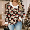 thumbnail image 5 of larppty Christmas Shirt Women Sexy Plush Fur Trim Vneck Xmas Top Holiday Party Blouses Long Sleeve Pullover Christmas Costume (Black, 4XL), 5 of 8