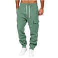 thumbnail image 2 of ersvoioy Mens Cargo Sweatpants Athletic Tapered Fit Drawstring Elastic Waist Joggers with Pockets Casual Solid Workout Running Trousers for Outdoor Mint Green XXL, 2 of 5