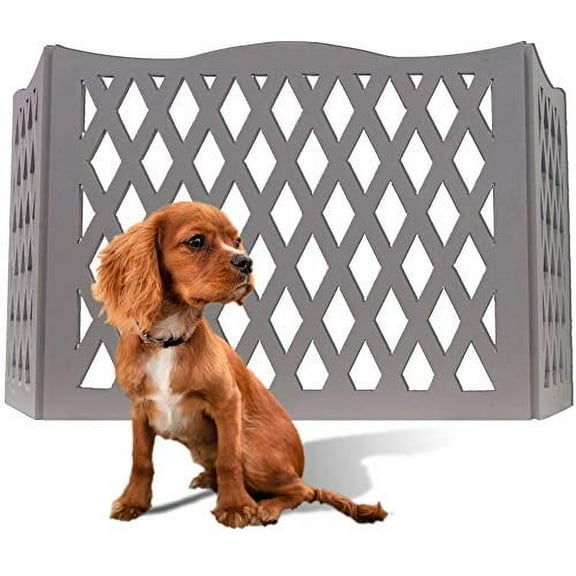 3 Panel Gray Wood Diamond Design Pet Gate - Durable Lightweight Extra Wide Wooden Expandable & Folding Home/Indoor/Outdoor 48" W x 19" H Dog Safety Fence