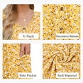 thumbnail image 5 of TARAINYA Women V Neck Short Sleeve Casual Dress with Buttons and Pockets Summer Beach Sundress, 5 of 7