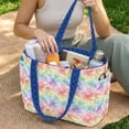 thumbnail image 2 of Pzuqiu Gradient Flowers Large Capacity Quilted Tote Bags for Women, Reversible Blue Shoulder Hobo Bags, Lightweight Laptop Handbags for Work Shopping Travel College Everyday Use, 2 of 7