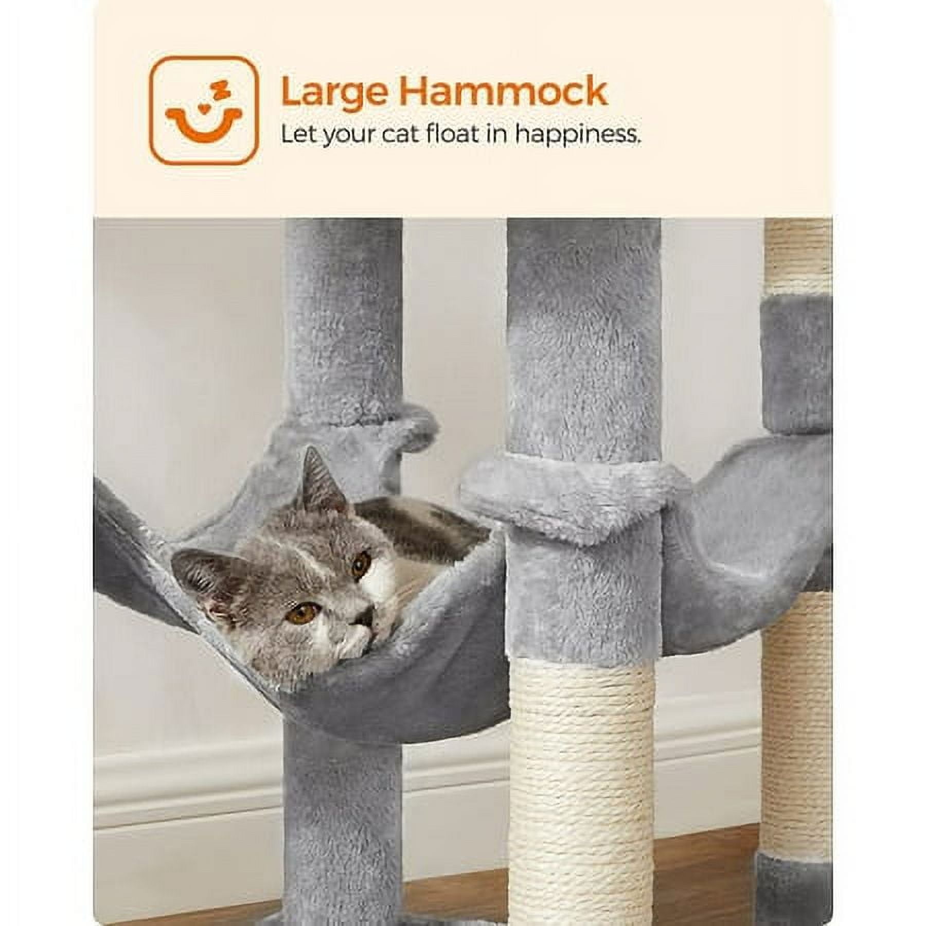 56.3'' Cat Tree Tower for Indoor Cats ,Multi-Level Cat Condo Cat Furniture with Scratching Posts, Perches, Hammock, Cave ,Light Gray