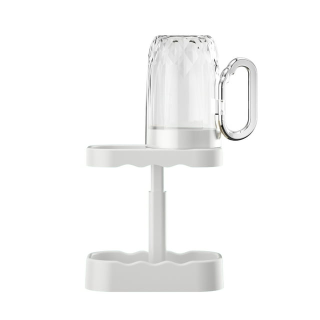 Toothbrush And Tooth Cup Storage Rack For Bathroom Countertop With Drainage Function 13.5 cm x 8 cm x 26.5 cm Plastic Rack In Blue Beige Or White