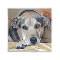 Stupell Industries Cozy Dog Portrait Animals & Insects Painting Unframed Art Print Wall Art, 12 x 12