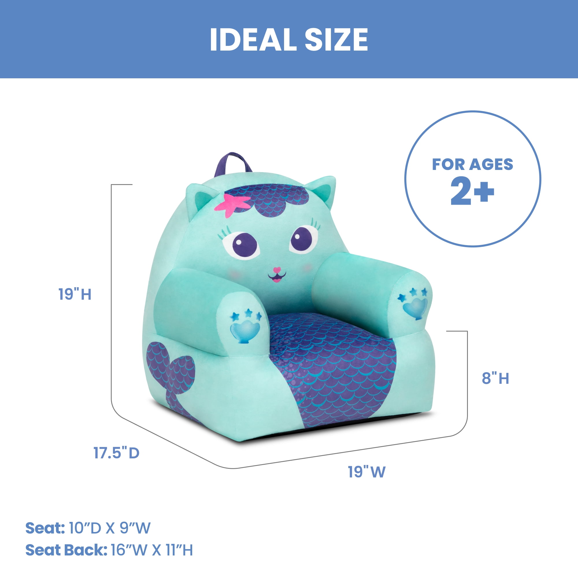 Gabby's Dollhouse Cozee Buddy Chair by Delta Children, Blue