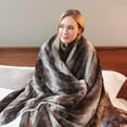 thumbnail image 2 of ViscoSoft Faux Fur Twin/Twin XL Size 60" x 80" Sherpa Luxury Blanket Dark Brown - Shed Free Furry Comforter - Extra Long Size, 2 of 7