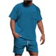 thumbnail image 1 of Camisas de Manga Corta de los Hombres Cuello Redondo Casual de Poliéster Blusa Conjuntos para el Verano Diario de Uso en el Hogar, 1 of 5