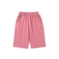thumbnail image 2 of Diufon Cargo Shorts for Kids Summer Elastic Waist Cotton Shorts Solid Color Lounge Shorts with Pockets, 2 of 7