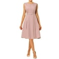 thumbnail image 1 of Vestido sin mangas con cremallera y cinturón de INSPIRE CHIC para mujer, vestido midi ajustado y acampanado para el trabajo L Rosa, 1 of 6