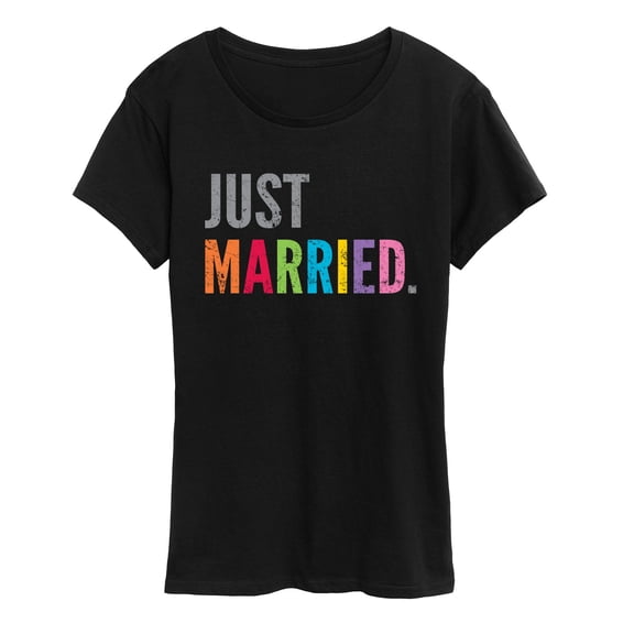 Instant Message - Just Married, Rainbow - Women's Short Sleeve Graphic T-Shirt