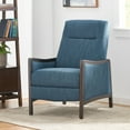thumbnail image 4 of Noble House Roski Navy Blue Upholstered Recliner with Dark Walnut Frame, 4 of 8