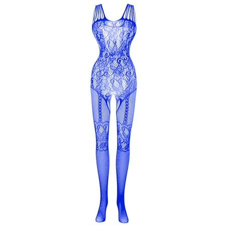 

AnuirheiH Sexy Women Lingerie Fishnet Open Crotch Seamless Mesh Netting Stockings Chemise Hollow Out Babydoll Bodysuit Sleepwear On Sale