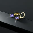 thumbnail image 6 of Gem Stone King 18K Yellow Gold Plated Silver Blue Tanzanite Dangle Earrings for Women (3.80 Cttw, Gemstone December Birthstone, Emerald Cut 8X6MM), 6 of 6