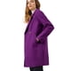 thumbnail image 3 of Abrigos de invierno raglán cruzados con solapa con muesca para mujer Púrpura L, 3 of 6