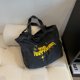 thumbnail image 5 of Bolso de mano de compras para mujer, bolso informal de tela vaquera sólida, bolso de mano con bordado de cremallera, 5 of 8
