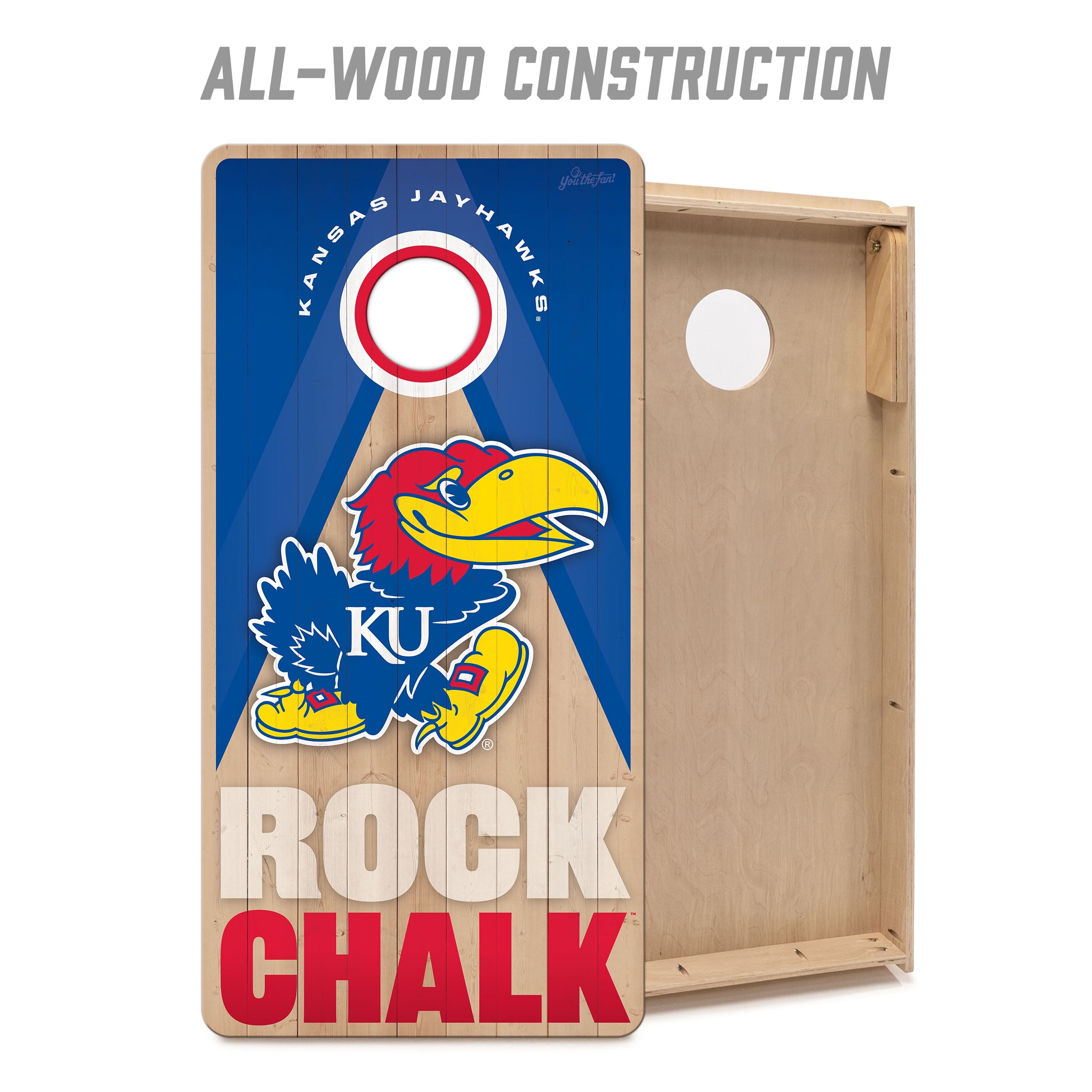 YouTheFan NCAA Kansas Jayhawks 2X4 Slogan Series Cornhole NO BAGS