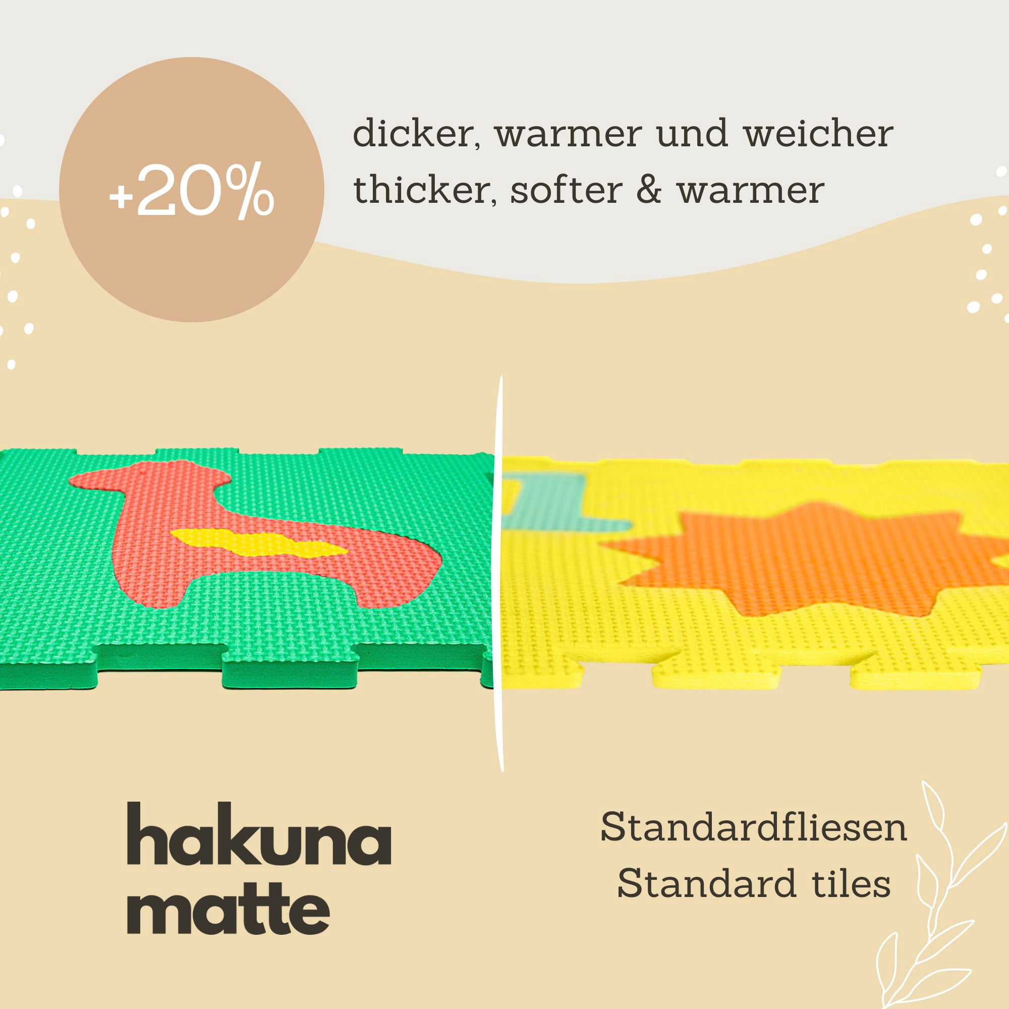 Hakuna Matte: Stylish Baby Play Mat: Safari - 47x35", 12 Foam Floor Tiles, Removable Animal Shapes, Colorful Thick Puzzle Mat For Crawling & Playtime