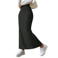 thumbnail image 3 of Falda Larga de Punto Informal con Abertura Lateral y Cintura Alta para Mujer, Cómoda y Ajustada. Negro L, 3 of 9