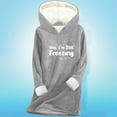 thumbnail image 3 of FNFYFH Long Hoodies for Women Sherpa Fleece Lined Pullover Hoodies Cute Hooded Graphic Sweatshirt Cozy Warm Loungewear for Cold Weather, 3 of 5
