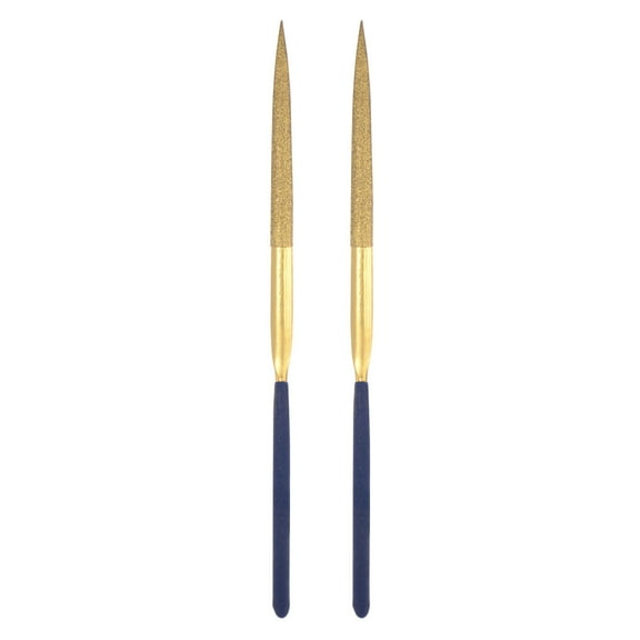 Uxcell 3mm x 140mm Titanium Coated Half Round Diamond Needle Files with TPU Handle 2 Pack