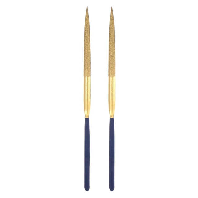 Unique Bargains 3mm x 140mm Titanium Coated Half Round Diamond Needle Files with TPU Handle 2 Pack
