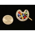 thumbnail image 2 of Artist Painting Palette Pin Brooch New Gold Tone Crystal Accents Jewelry Brooch, 2 of 8