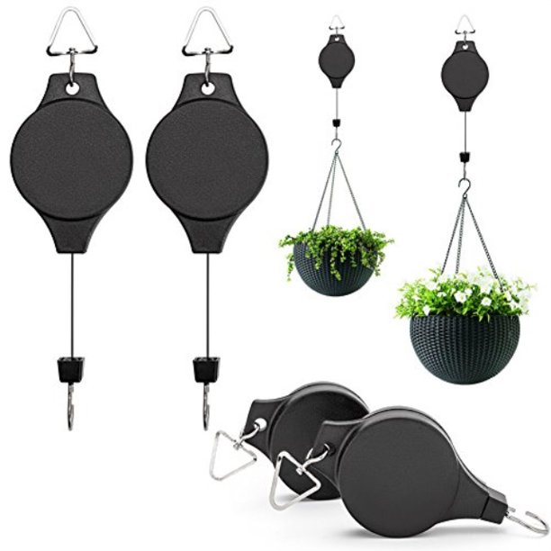 4pcs plant pulley hanging basket hooks, retractable pulley plant hanger