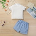 thumbnail image 4 of FYMNSI 2T Boy Clothes Peter Pan Collar Shirt and Shorts Set Summer 2-Piece Toddler Boys Short Outfits Blue, 4 of 6