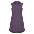 thumbnail image 6 of Hurxie Women's Sleeveless Shirt Dress Button Down Ruffle Hem Mini Dresses with Pockets Purple,XL, 6 of 7