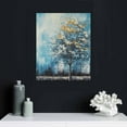 thumbnail image 4 of JRXY  Tree Wall Art Canvas Teal Landscape Painting Blue Forest Textured Picture Panoramic Abstract Nature Artwork Framed for Bathroom Living Room Bedroom Home Office Wall Decor 16x20 in, 4 of 4
