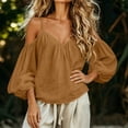 thumbnail image 5 of ThriftyPlait Boho Tops for Women Casual Cotton Off Shoulder Long Sleeve Blouse Sexy Loose Fit Trendy Shirts Going Out V Neck Summer Outfit, 5 of 7