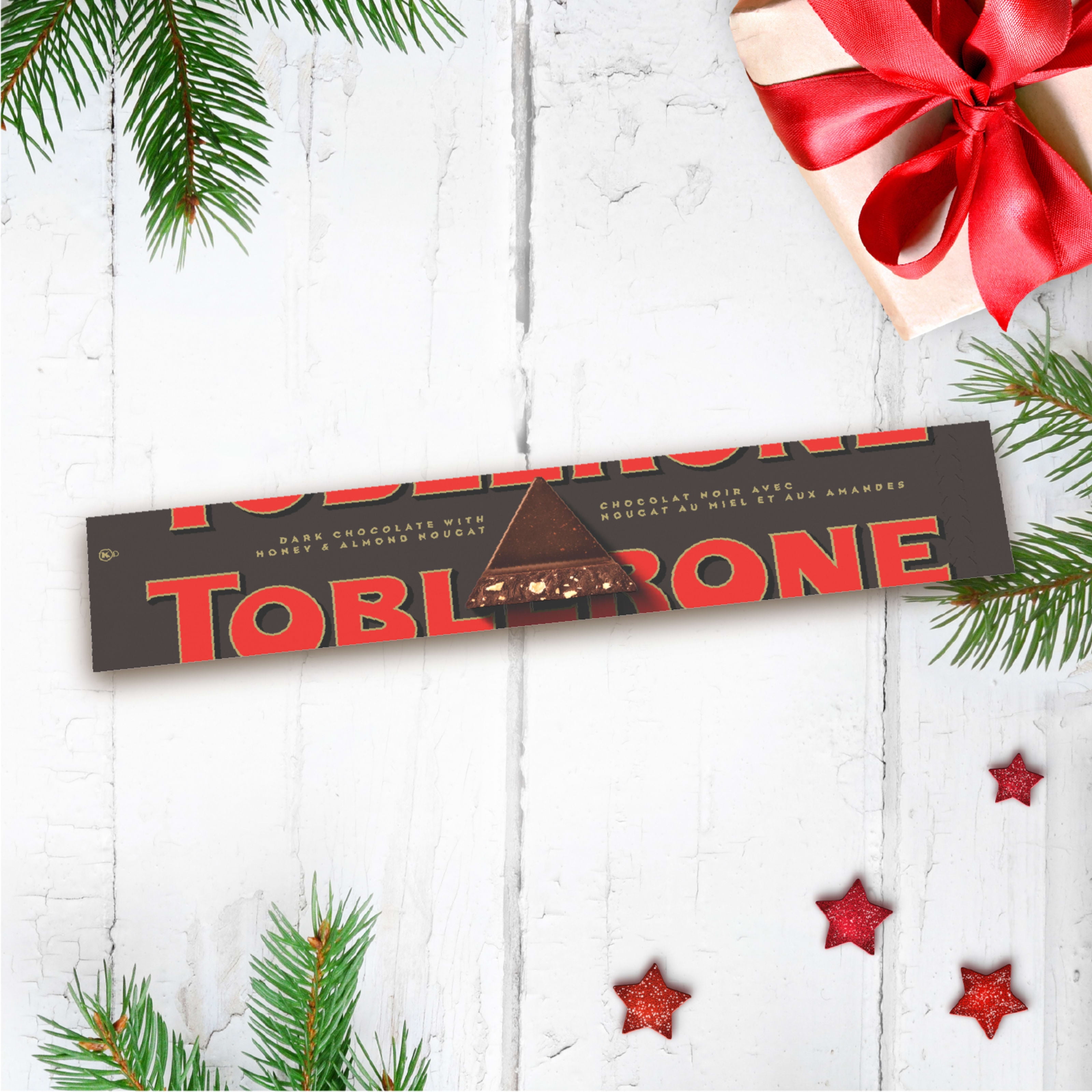 TOBLERONE, Dark Chocolate Bar with Honey and Almond Nougat, Holiday Chocolate, Holiday Gift, 360 g