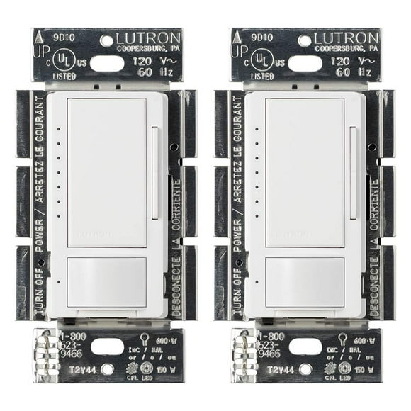 Lutron Maestro LED+ Motion Sensor/Dimmer Switch | 150W LED | Single Pole/Multi-Location | MSCL-OP153M-WH | White (2-Pack)